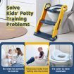 Potty Training Seat Kids Toilet Chair Trainer Ladder Step Stool Foldable Height Adjustable Handles Nonslip Pads Splash Guard