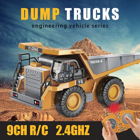 1:24 9CH RC Alloy Dump Truck Car Engineering Vehicle Forklift Heavy Excavator Remote Control Car Toys for Boys Children's Gifts