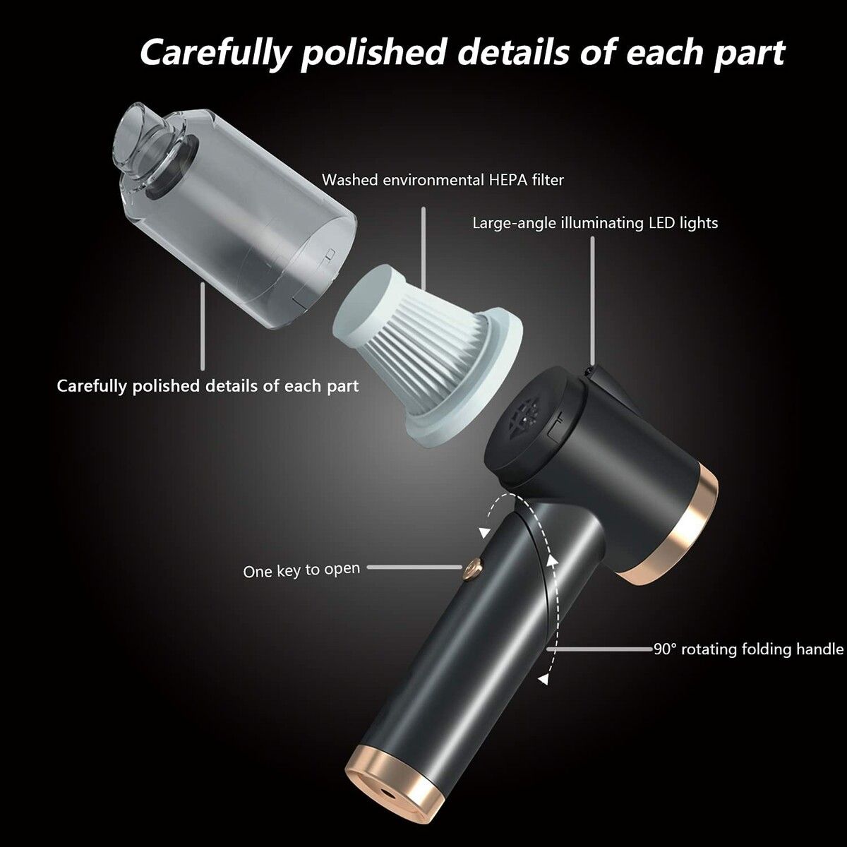 Vacuum Cleaner for Tesla Car Cleaner for Model 3/X/Y/S 90°Foldable