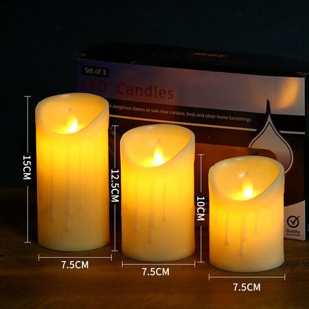 LED Flameless Candles, Flickering Battery Operated Pillar Candles With Realistic Flame (Set of 3)