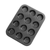 Non-Stick Mini Fluted Tube Pan, 12-Cavity, Steel, Multi-Cavity Mini Cake Pan, Black