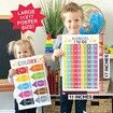 4p Word Family Count 1-100 Numbers, Colors Shapes, ABC Posters Counting Learning Chart For Kindergarten Classroom Prek Homeschool 30x42cm