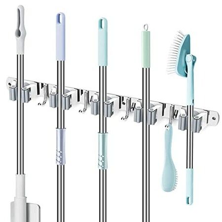 Heavy-Duty, Multi-Function Broom Holder 