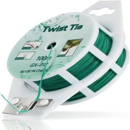 328ft(100m) Twist Ties, Green Garden Plant Ties with Cutter for Gardening and Office Organization, Home