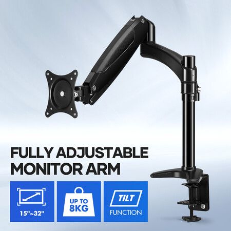 Single Monitor Stand Arm Adjustable VESA Desk Mount LCD Riser Bracket TV Holder Display Computer Screen Shelf Gas Spring