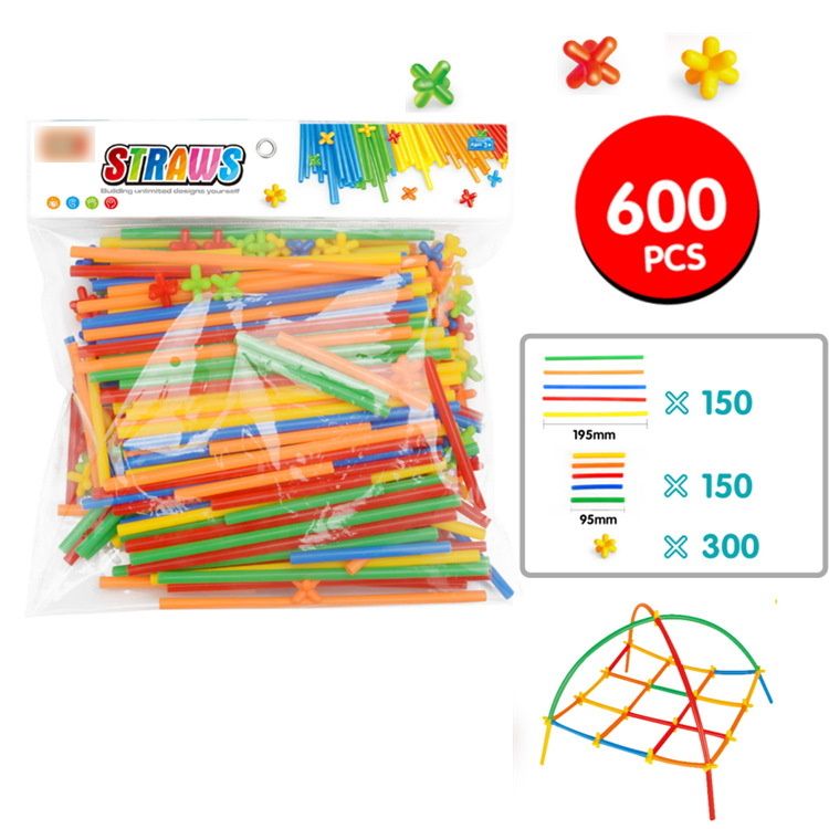 600Pcs Straw Constructor Toys STEM Building Engineering Toys for Boys and Girls Gift