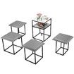 Space Saving Mobile Table Padded Chair Set of 5 Side End Hideaway Multifunctional with Wheels Marble Top