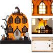 Halloween Tabletop Figurines, Lighted Pumpkin House Decorations, Ghost Tree Wood Sign for Indoor Home Party Decorations