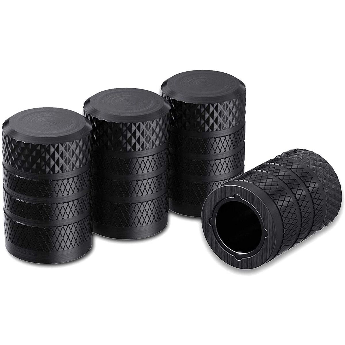 Tire Valve Stem Caps,Black,4 pcs/Pack,Anodized Aluminum Tire Valve Cap Set,Corrosion Resistant,Universal Stem Covers for Cars Trucks Motorcycles SUVs and Bikes