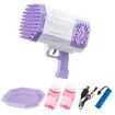 Rocket Bubble Gun Soap Machine Blower Launcher Maker Toy with LED lights Lithium Kids Gift Party Wedding Summer Purple 