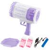 Rocket Bubble Gun Soap Machine Blower Launcher Maker Toy with LED lights Lithium Kids Gift Party Wedding Summer Purple 