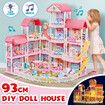 Doll House Barbie Dream Play Furniture Playhouses Toys Dollhouse Princess Castle Light Music 14 Rooms 4 Stories 93cm