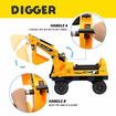 2in1 Excavator Toy Kid Ride on Digger Crane Electric Bulldozer Loader Car Truck Educational Scooter with Music 