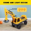 2in1 Excavator Toy Kid Ride on Digger Crane Electric Bulldozer Loader Car Truck Educational Scooter with Music 