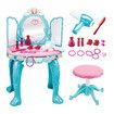 Kids Dressing Table Pretend Makeup Vanity Dresser Toy Play Set Beauty Cosmetic Kit with Chair Mirror Music Light Sensor