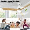 Wood Ceiling Fan Light Cooling With Remote Control LED Quiet Bedroom Living Room Modern 3 Blades 5 Speed Reverse Motor 3 Timers 52 Inch Nature Colour