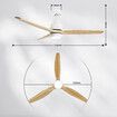 Wood Ceiling Fan Light Cooling With Remote Control LED Quiet Bedroom Living Room Modern 3 Blades 5 Speed Reverse Motor 3 Timers 52 Inch Nature Colour