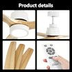 Wood Ceiling Fan Light Cooling With Remote Control LED Quiet Bedroom Living Room Modern 3 Blades 5 Speed Reverse Motor 3 Timers 52 Inch Nature Colour