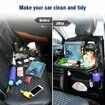 Car Backseat Organizer with Tablet Holder PU Leather with Foldable Table Tray Car Seat Back Protectors Kick Mats Travel Accessories-Black 1Pcs