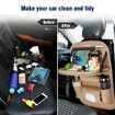 Car Backseat Organizer with Tablet Holder PU Leather with Foldable Table Tray Car Seat Back Protectors Kick Mats Travel Accessories- Beige 1Pc