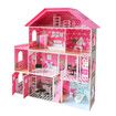 Doll Houses Dollhouse Furniture Cottage Pretend Play Dreamhouse Playset with Elevator Lift for Kids Girls 4 Storeys Pink 