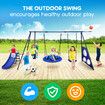 Swing Set With Slide Seesaw Basketball Hoop Football Gate Outdoor Playset Children Metal 6 In 1