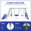 Swing Set With Slide Seesaw Basketball Hoop Football Gate Outdoor Playset Children Metal 6 In 1