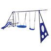 Swing Set With Slide Seesaw Basketball Hoop Football Gate Outdoor Playset Children Metal 6 In 1