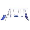 Swing Set With Slide Seesaw Basketball Hoop Football Gate Outdoor Playset Children Metal 6 In 1