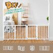 Pet Safety Gate 4 Panel Puppy Playpen Wood Enclosure Security Fence Freestanding Dog Stair Doorway Tall Barrier with Door Indoor Foldable