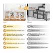 Pet Safety Gate 4 Panel Puppy Playpen Wood Enclosure Security Fence Freestanding Dog Stair Doorway Tall Barrier with Door Indoor Foldable