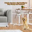 Pet Safety Gate 4 Panel Puppy Playpen Wood Enclosure Security Fence Freestanding Dog Stair Doorway Tall Barrier with Door Indoor Foldable