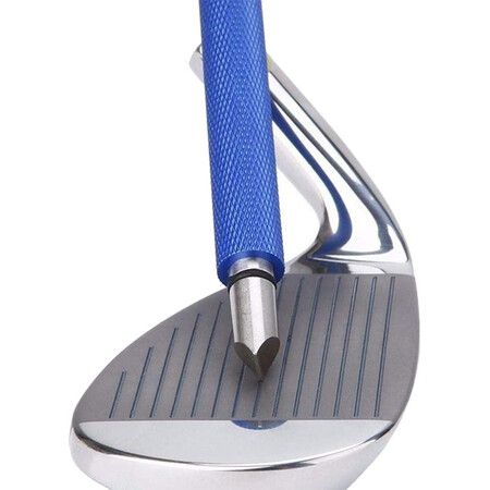 Golf Club Groove Sharpener, Re-Grooving Tool and Cleaner for Wedges & Irons - Generate Optimal Backspin - Suitable for U & V-Grooves (Blue)