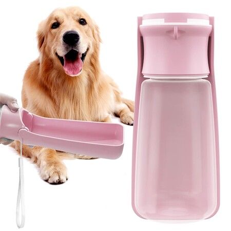 Portable Dog Water Bottle for Walking 19 OZ for Puppy Small Medium Large Dogs Dispenser Bowl Dog Accessories (19oz Pink)