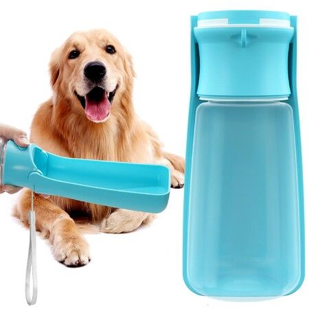 Portable Dog Water Bottle for Walking 19 OZ for Puppy Small Medium Large Dogs Dispenser Bowl Dog Accessories (19oz Blue)