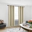 2X Grommet Blackout Curtains Thermal Insulated Noise Reducing Light Blocking Room Darkening Curtains for Living Room, BEIGE,107x213cm