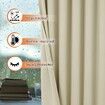 2X Grommet Blackout Curtains Thermal Insulated Noise Reducing Light Blocking Room Darkening Curtains for Living Room, BEIGE,107x213cm