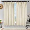 2X Grommet Blackout Curtains Thermal Insulated Noise Reducing Light Blocking Room Darkening Curtains for Living Room, BEIGE,107x213cm