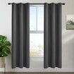 2X Grommet Blackout Curtains Thermal Insulated Noise Reducing Light Blocking Room Darkening Curtains for Living Room, Grey,107x213cm