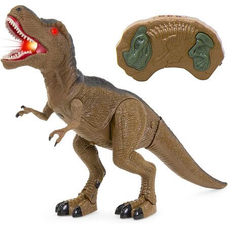 Remote Control Dinosaur Toy with Shaking Head, Light-up Eyes and Sounds (T-Rex)