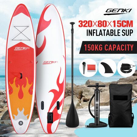 Stand Up Surfing Paddle Board SUP Inflatable Kayak Blow Foam Surfboard GENKI 2 In 1 Red