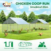 Chicken Coop Run Walk In Chook Pen Cage Shelter Cat Dog Enclosure Rabbit Hutch Bird House Extra Large 300x800x195cm