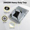 Tarpaulin Car Cover Camping Tent Shelter Heavy Duty Waterproof Canvas Poly Tarp for Boat Pool Ground Floor Roof RV 200gsm 3.05m X 6.10m