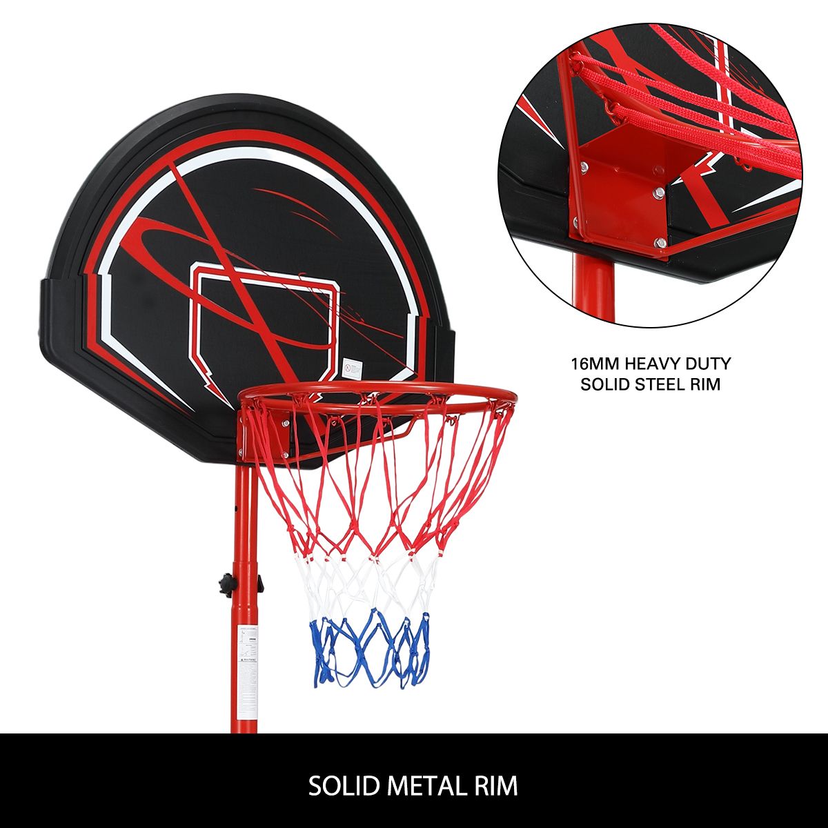 Basketball Hoop Ring Stand Portable Indoor System Net Set Outdoor 1.7m