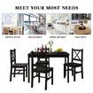 Black Dining Table And Chairs Set of 4 Kitchen Solid Pine Wood Furniture Square 108x65x73cm