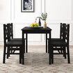 Black Dining Table And Chairs Set of 4 Kitchen Solid Pine Wood Furniture Square 108x65x73cm