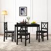 Black Dining Table And Chairs Set of 4 Kitchen Solid Pine Wood Furniture Square 108x65x73cm