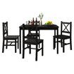 Black Dining Table And Chairs Set of 4 Kitchen Solid Pine Wood Furniture Square 108x65x73cm