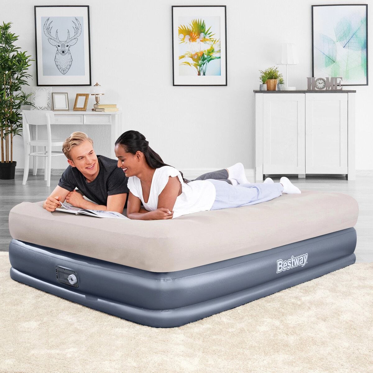 Bestway Air Mattress Queen Size Inflatable Blow Up Bed with AC Pump