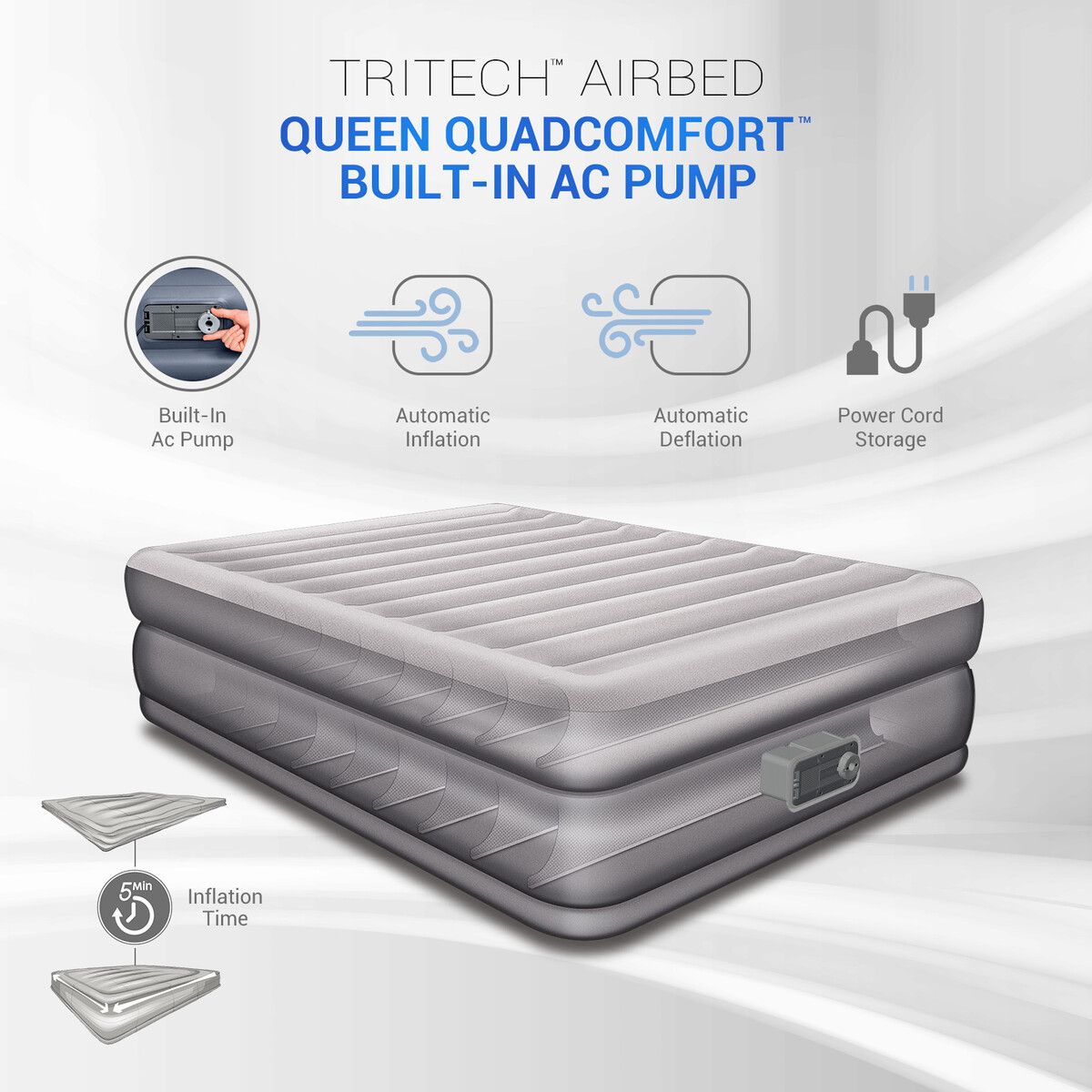 Bestway Air Mattress Queen Size Inflatable Blow Up Bed with AC Pump ...